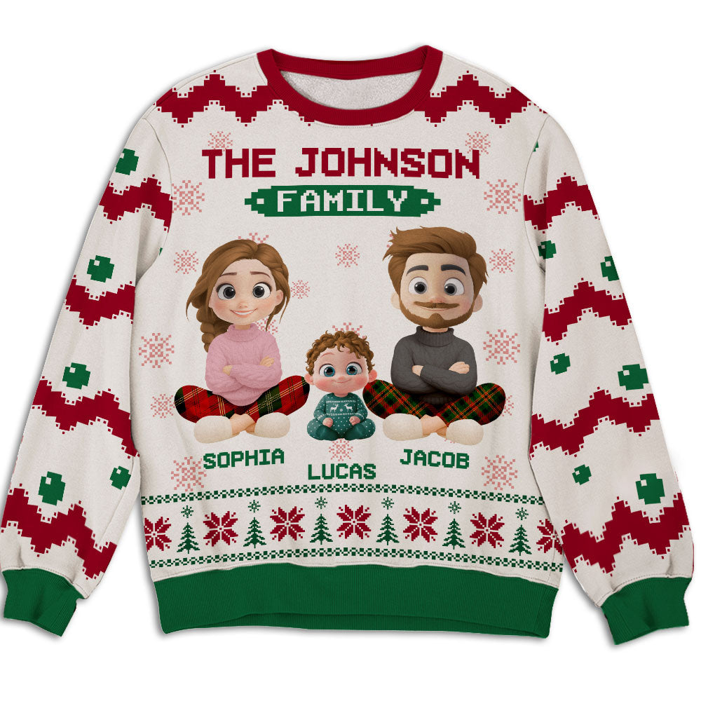 Christmas Tree Cake Family Together - Personalized Custom All-Over-Print Sweatshirt