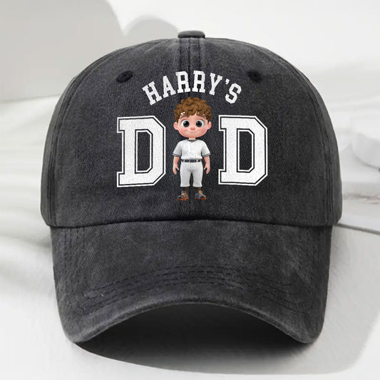 Belongs To The Baseball Dad - Personalized Custom Vintage Washed Denim Cap