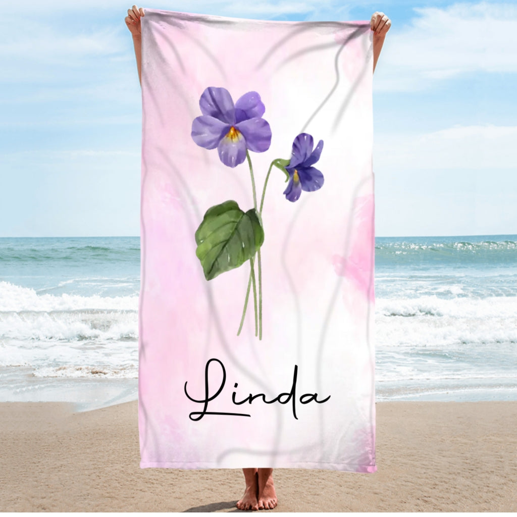 Beach Flower -  Personalized Custom Beach Towel