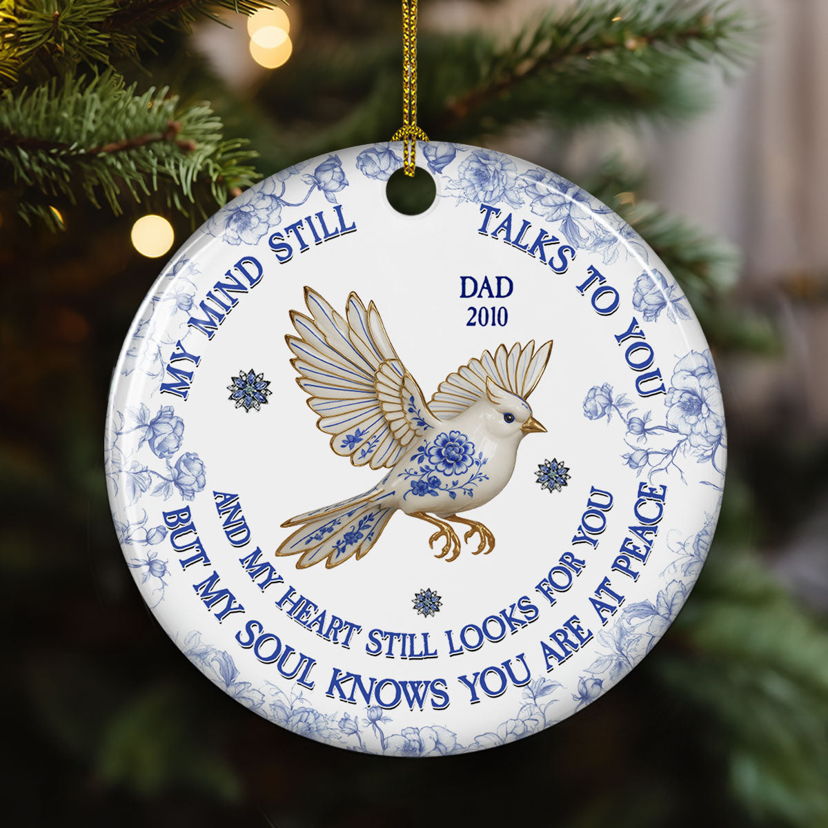 My Mind My Heart My Soul Memorial - Personalized Custom Ceramic Ornament