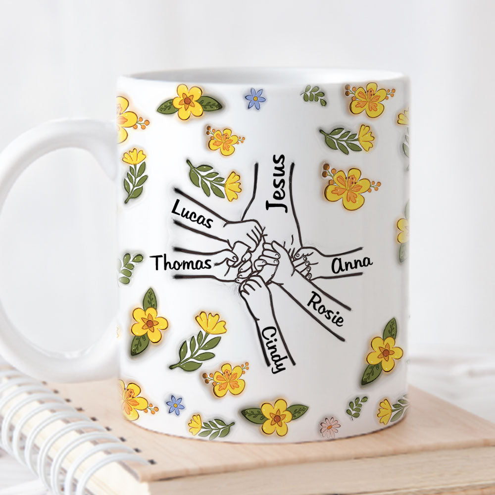 Jesus Holds Our Hand And Our Heart - Personalized Custom 3D Inflated Effect Mug