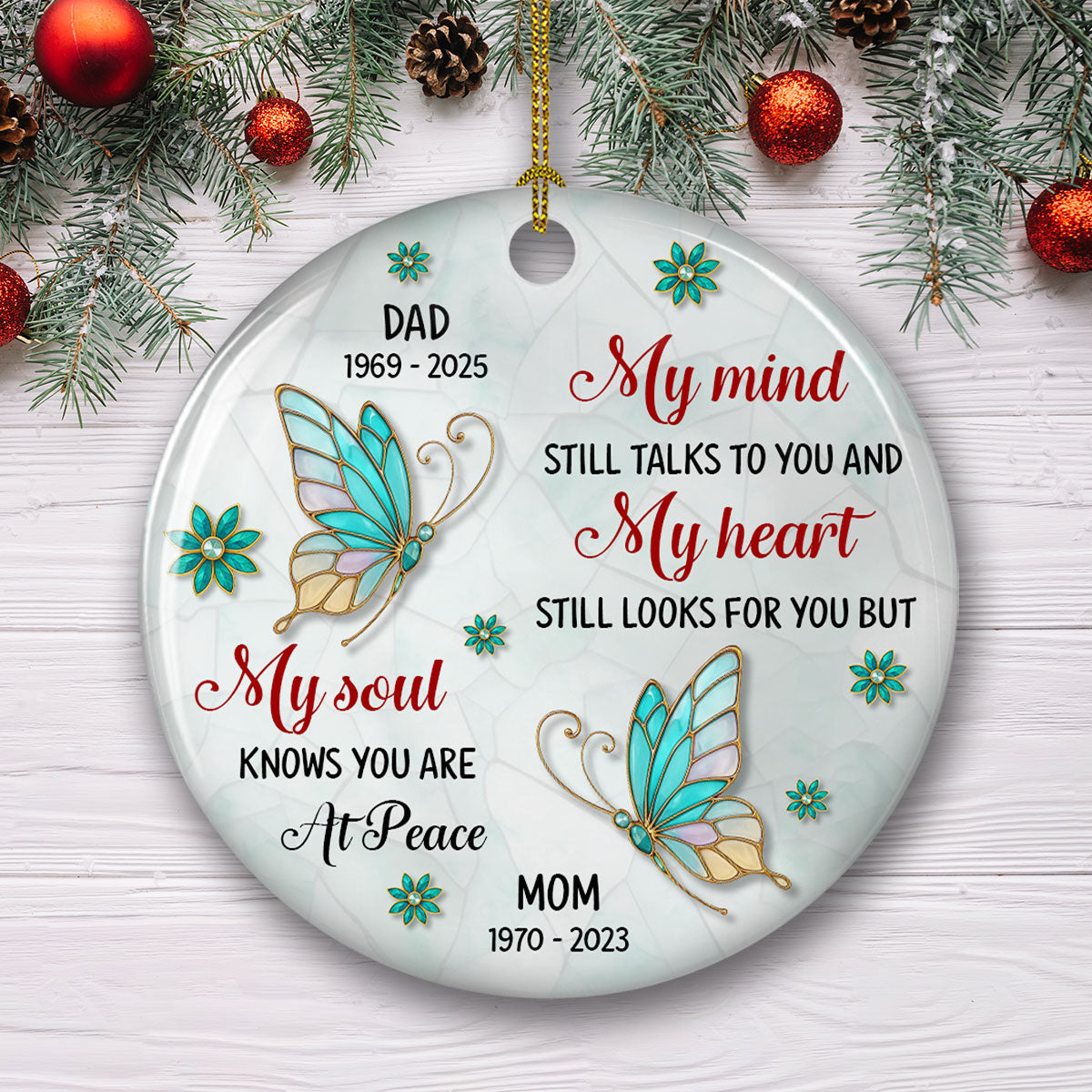 My Soul Knows You Are At Peace - Personalized Custom 3D Inflated Effect Ceramic Ornament
