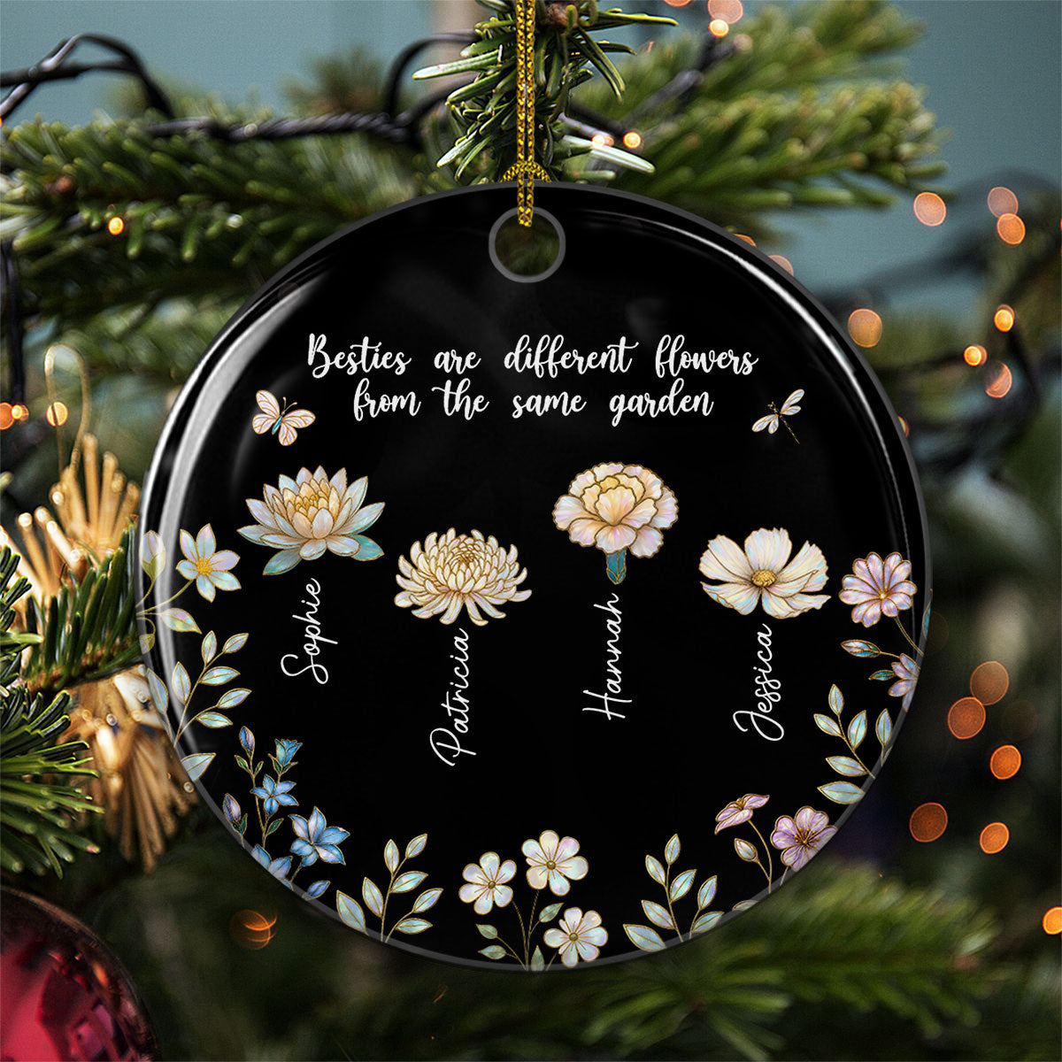 Birth Flower Sisters Are Different Flowers - Personalized Custom Ceramic Ornament