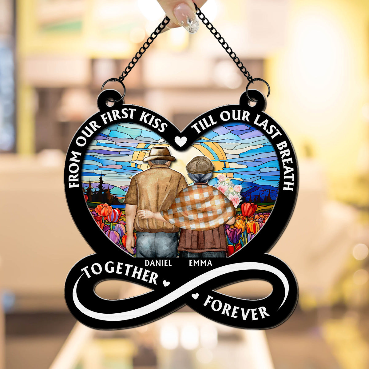 From Our First Kiss Till Our Last Breath Ver 2 - Personalized Custom Suncatcher