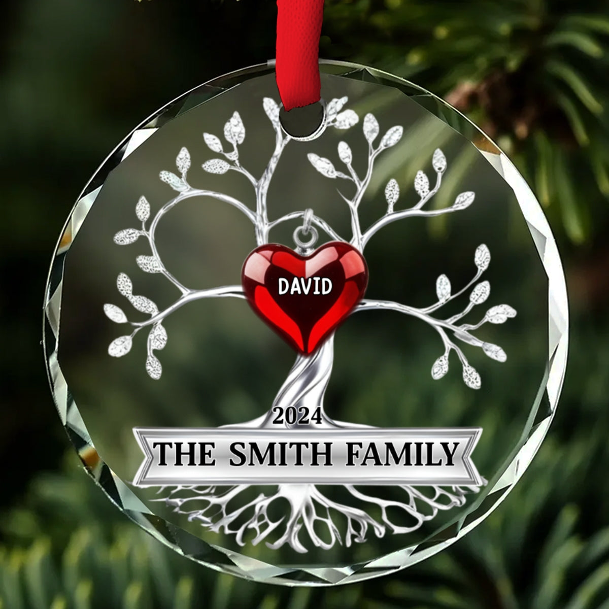 Family Tree - Personalized Custom Glass Ornament