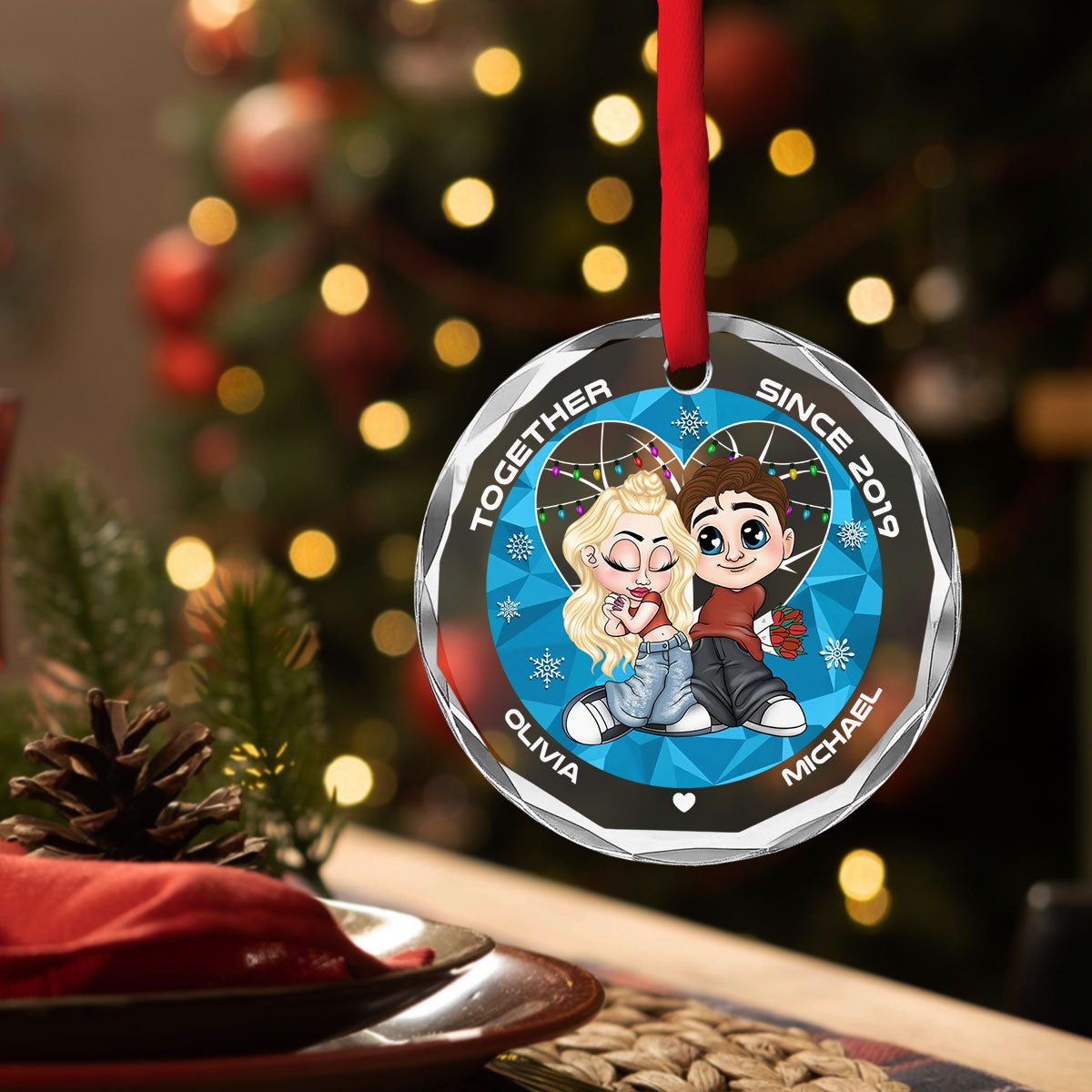 You & Me Together Since - Personalized Custom Glass Ornament