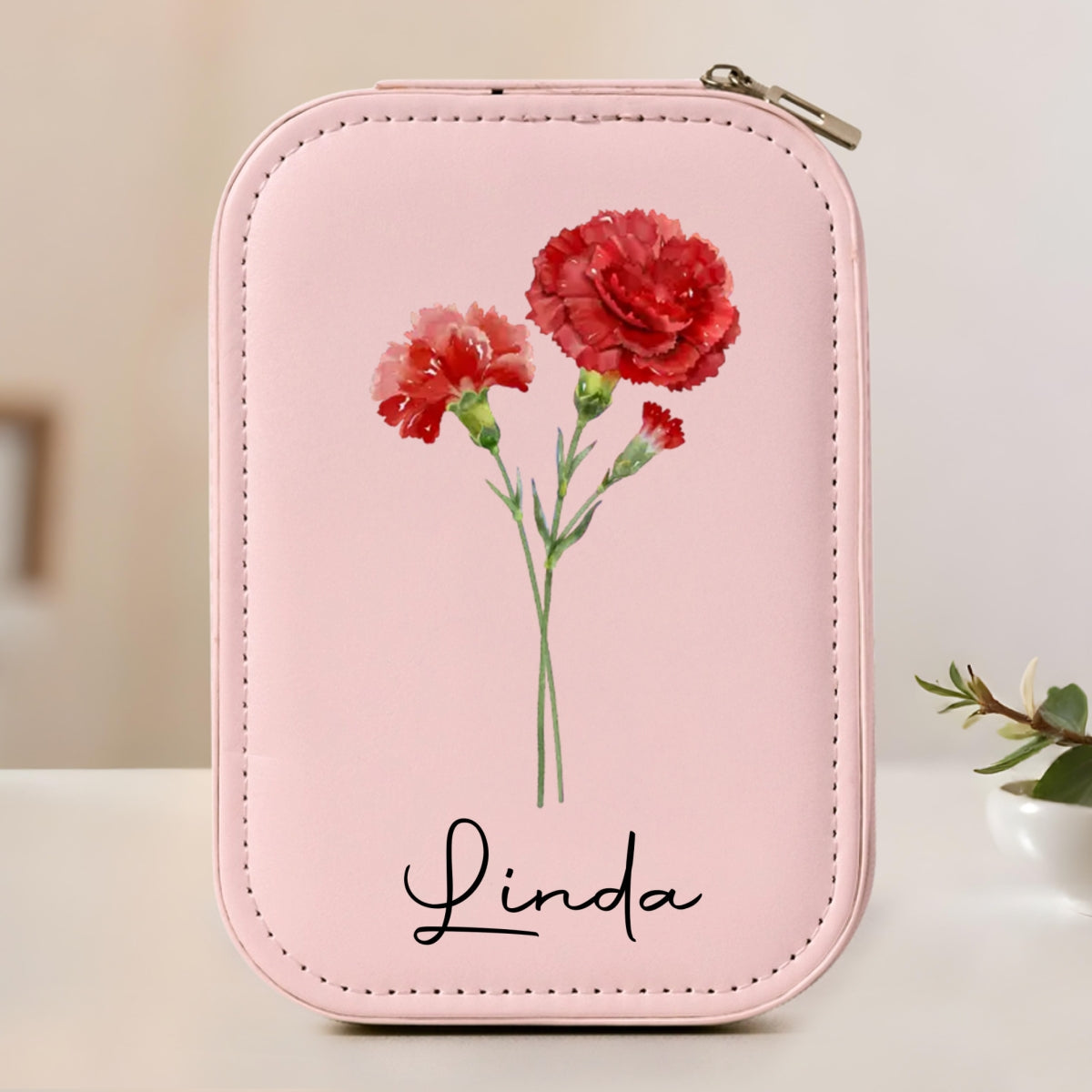 Birth Month Flower Version 2 - Personalized Custom Jewelry Box With LED Mirror