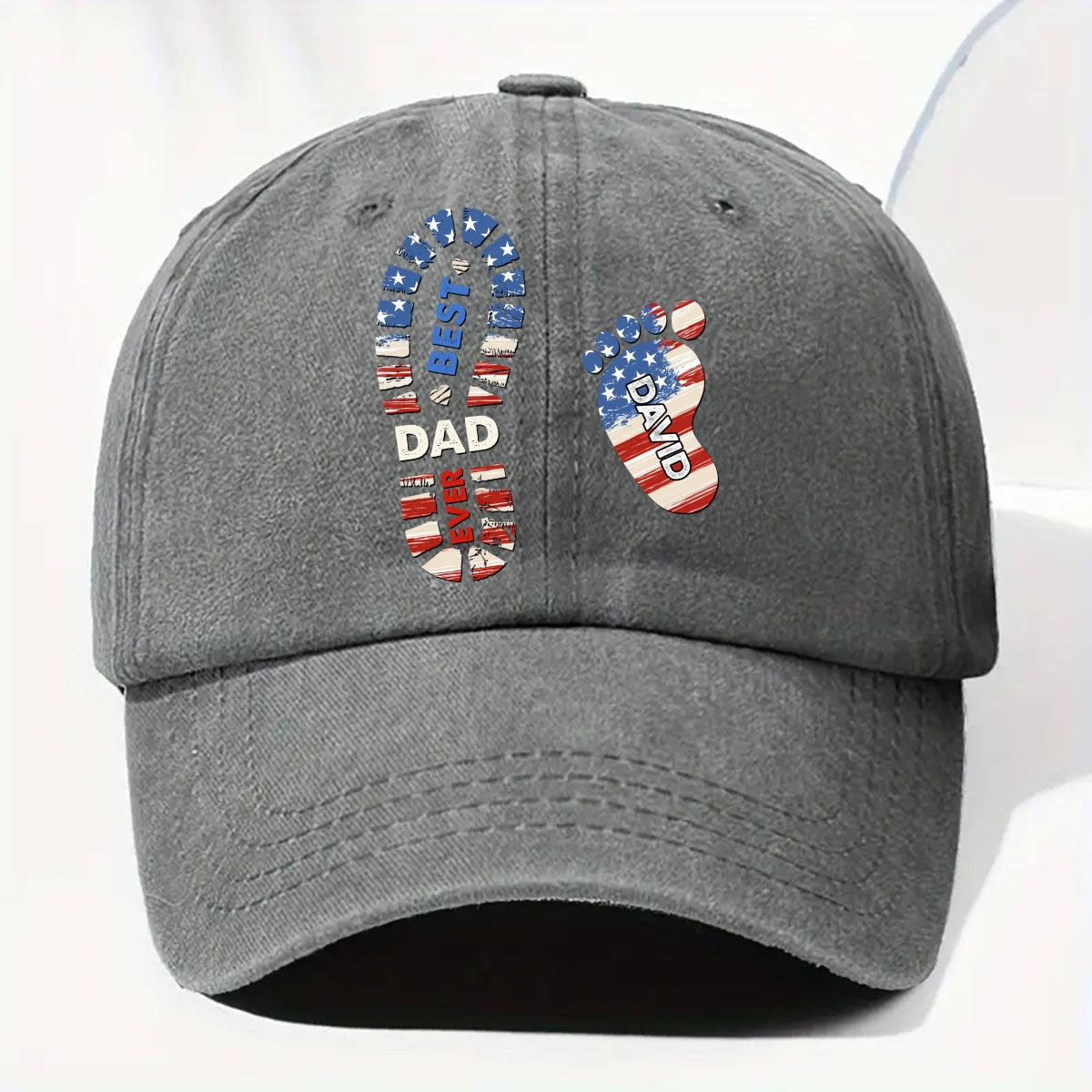 Best Dad Ever - Personalized Custom Vintage Washed Denim Cap