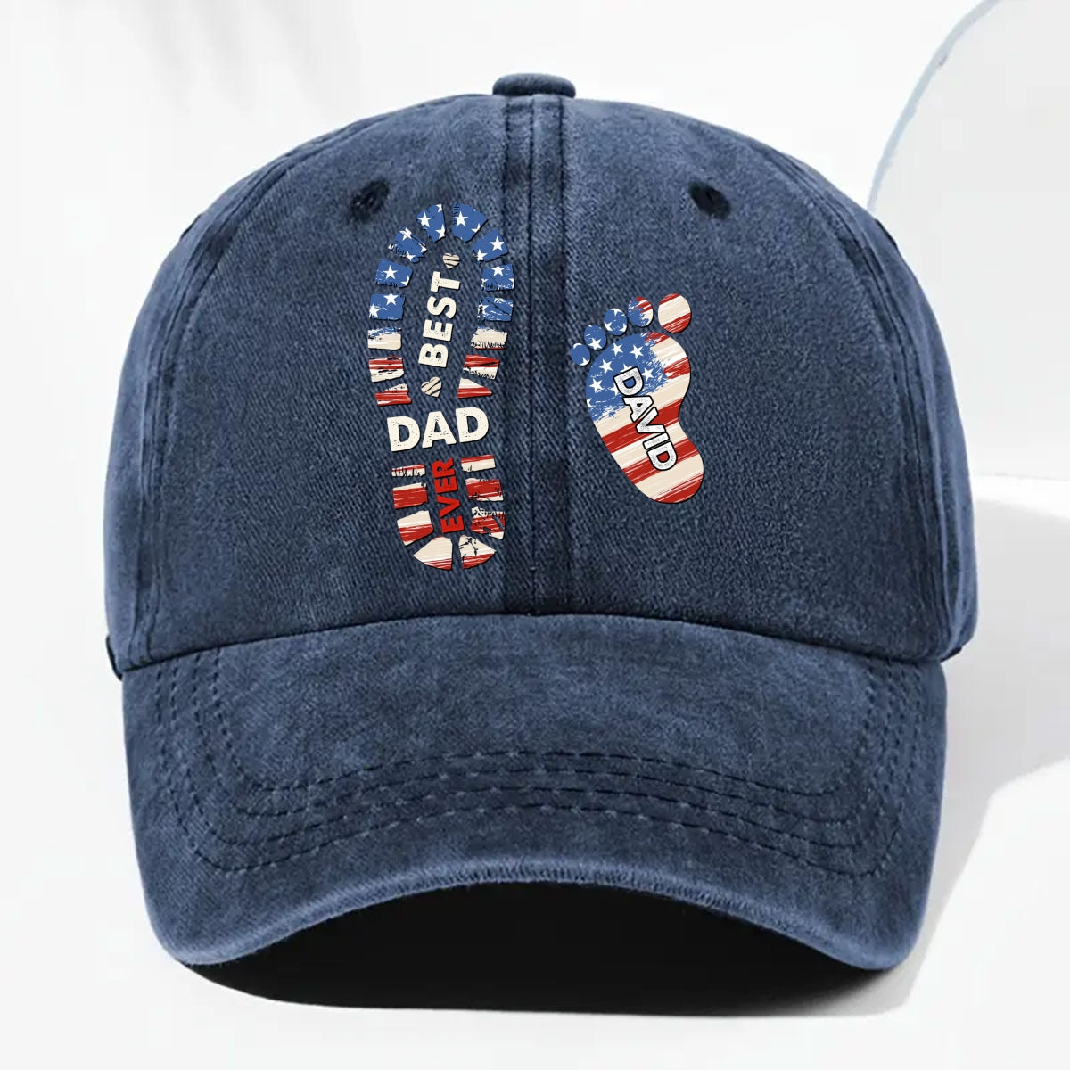 Best Dad Ever - Personalized Custom Vintage Washed Denim Cap