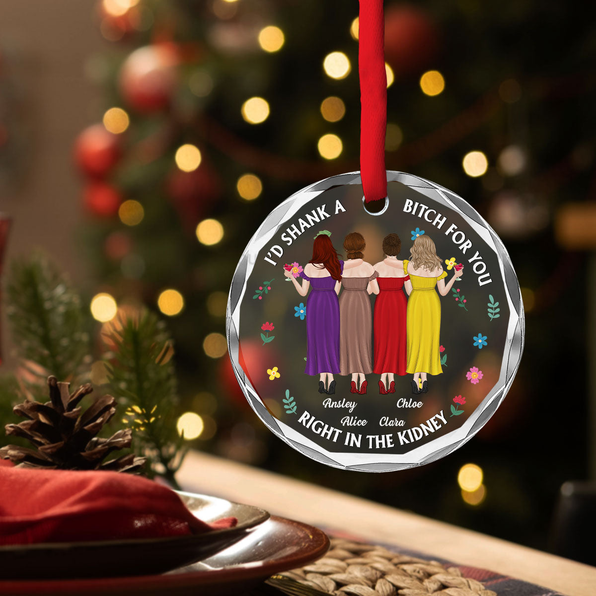 My Favorite Besties - Personalized Custom Glass Ornament