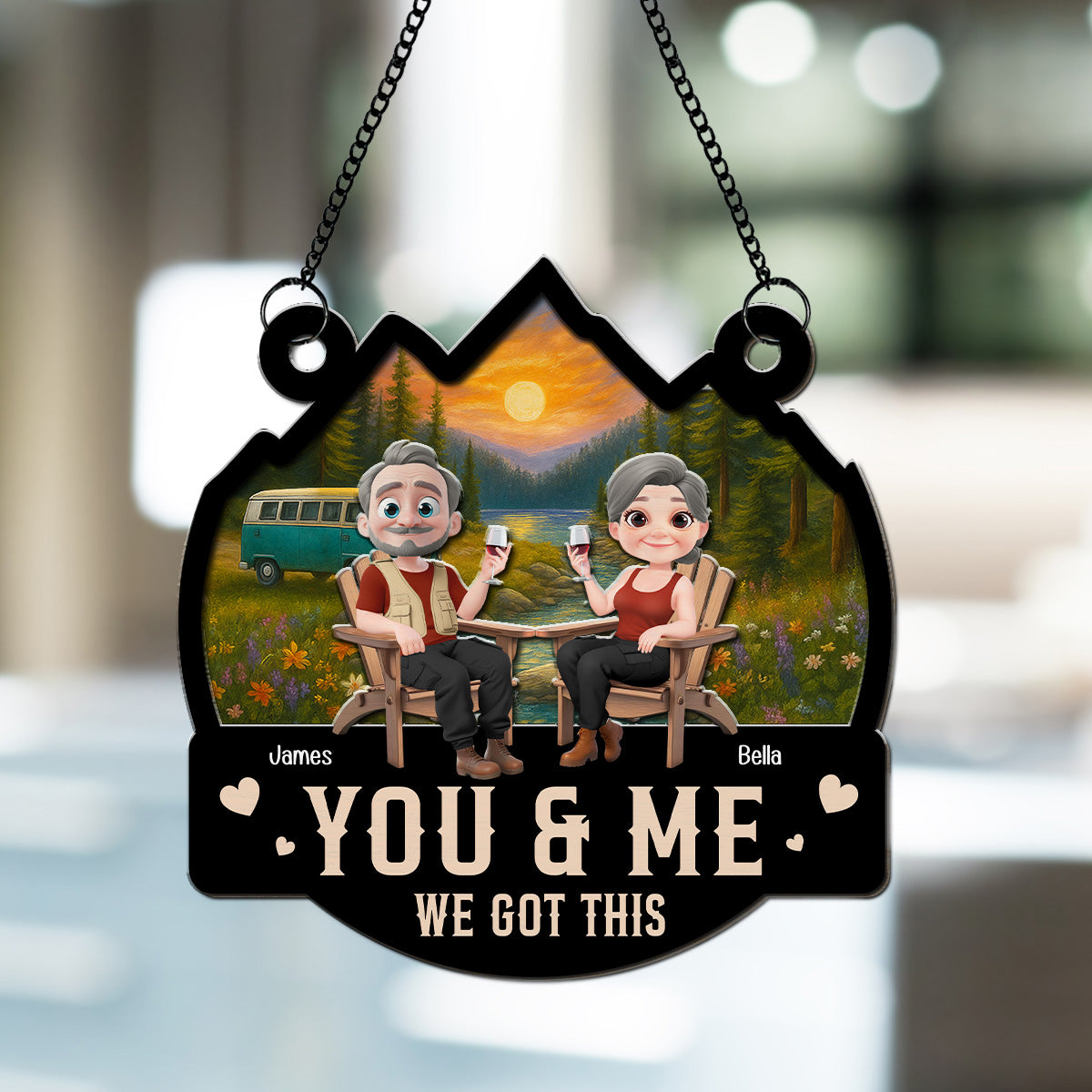 You And Me Camping Chilling - Personalized Custom Suncatcher