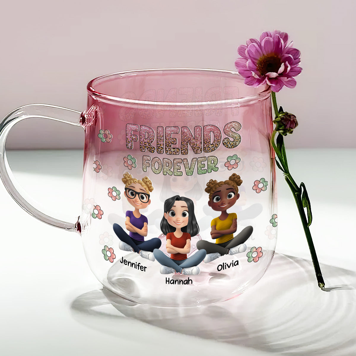 Always My Bestfriend - Personalized Custom Pink Gradient Glass Mug