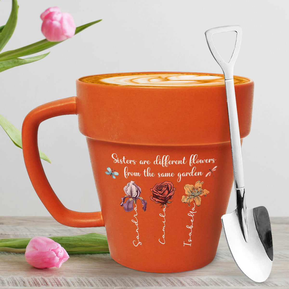 Sisters Are Different Flowers From The Same Garden - Personalized Custom Plant Pot Mug