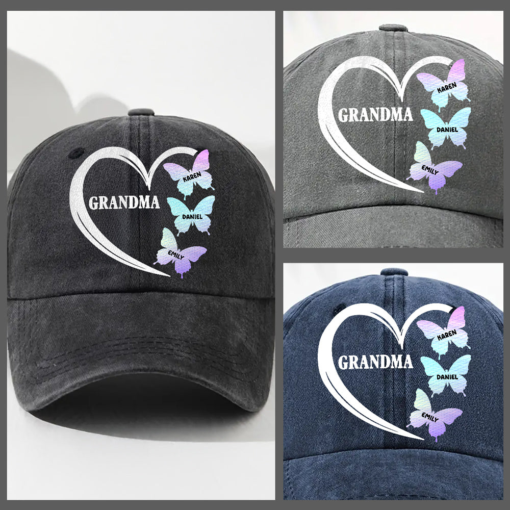 Grandma Love - Personalized Custom Vintage Washed Denim Cap