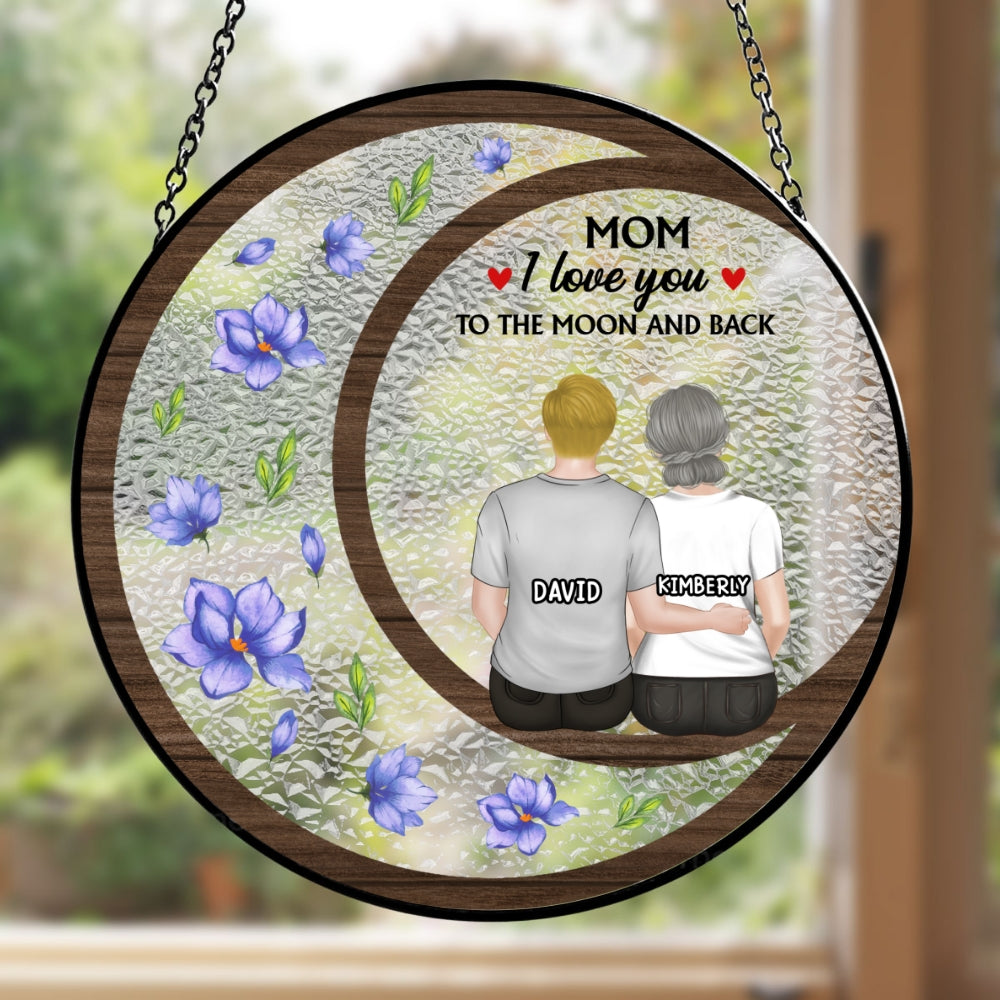 We Love You To The Moon And Back - Personalized Custom Window Hanging Suncatcher
