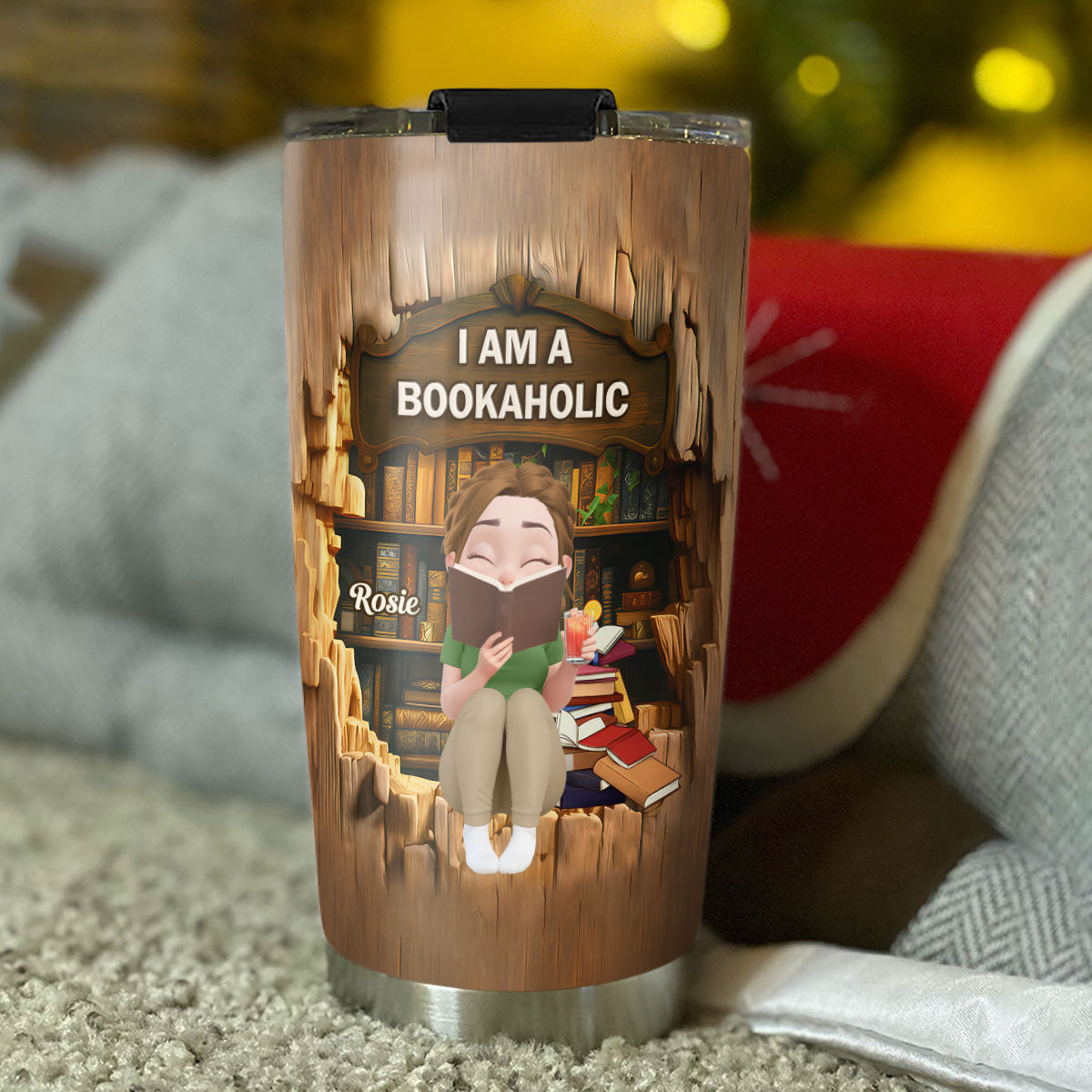 I Am A Bookaholic Girl - Personalized Custom Tumbler