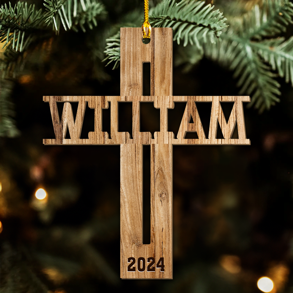 The Cross - Personalized Custom Wood Ornament