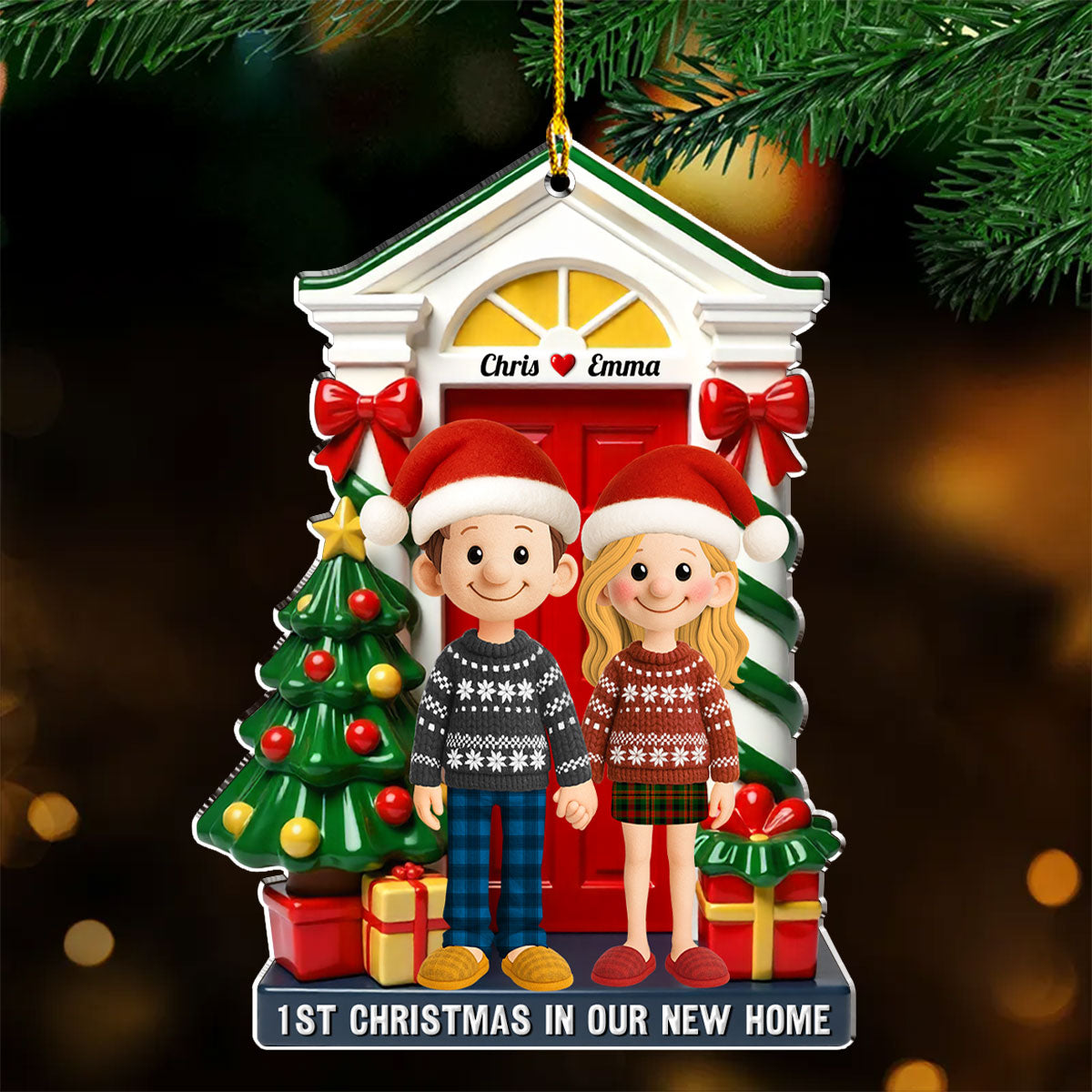 1st Christmas In Our New Home - Personalized Custom 3D Effect Acrylic Ornament