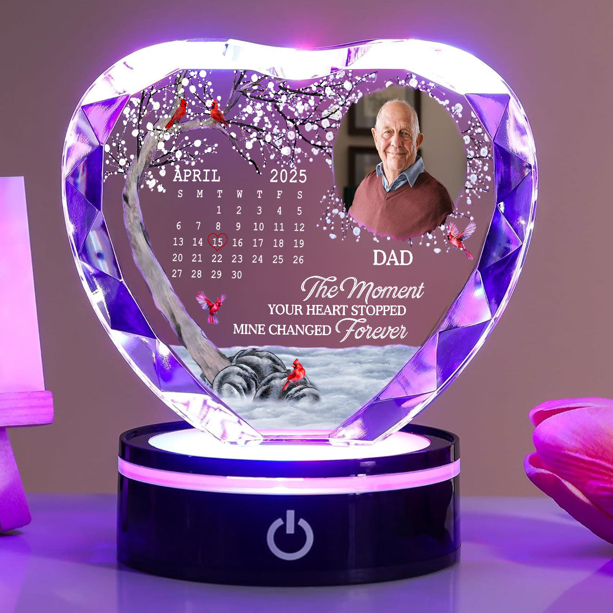 My Heart Changed Forever - Personalized Custom Crystal Led Light
