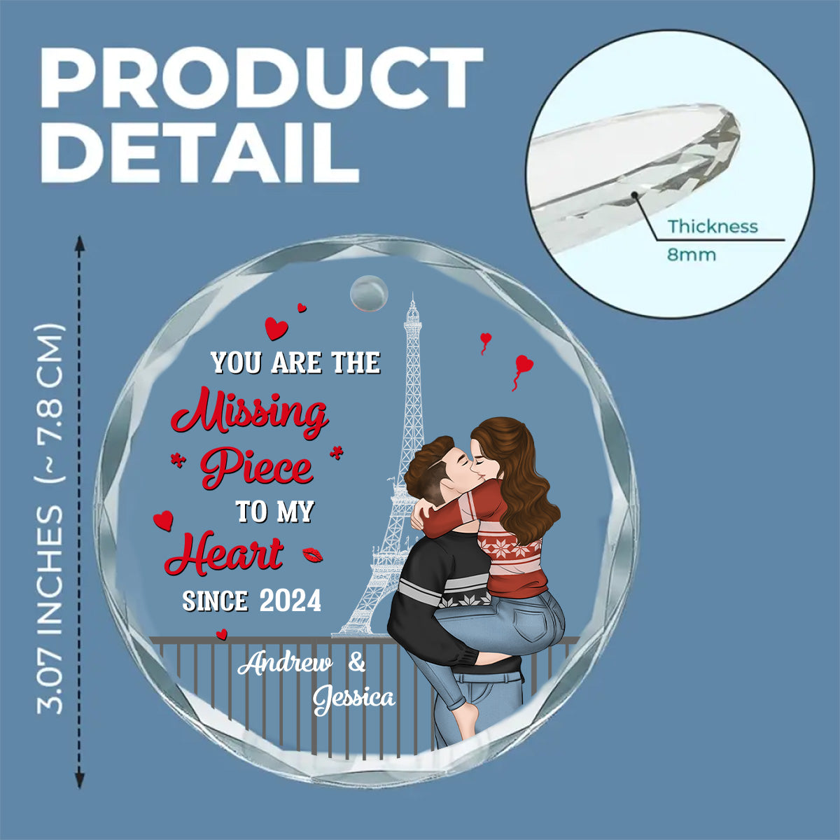 The Year I Found My Missing Piece Couples - Personalized Custom Glass Ornament