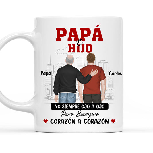 Padre E Hijo Corazón A Corazón - Taza Personalizada de Café