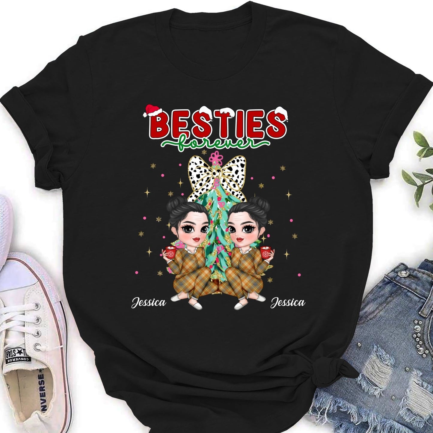 Bestie Sitting Christmas - Personalized Custom Shirt