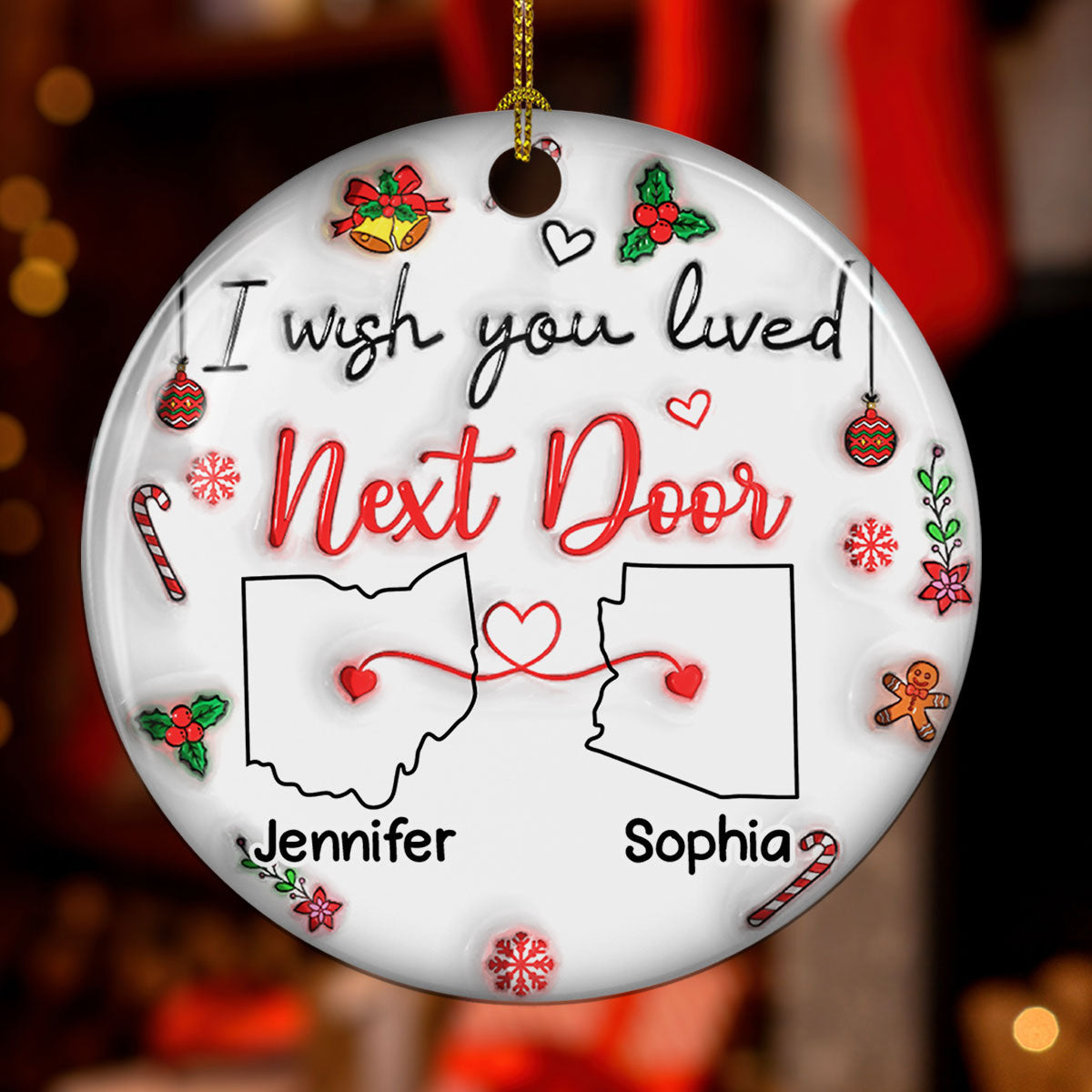 Besties Are Always Close At Heart - Personalized Custom 3D Inflated Effect Ceramic Ornament