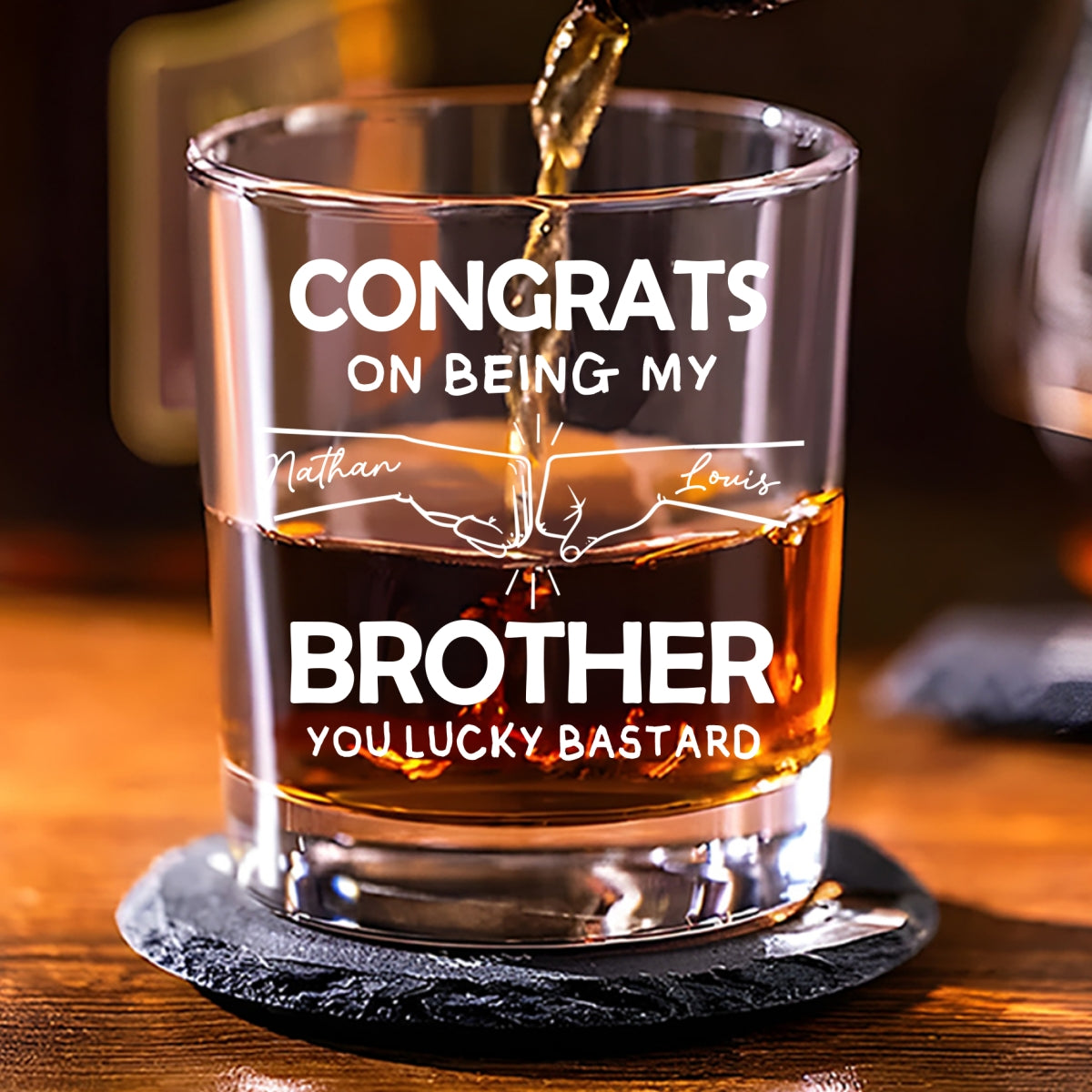 Congrats On Being My Brother - Personalized Custom Whiskey Glass