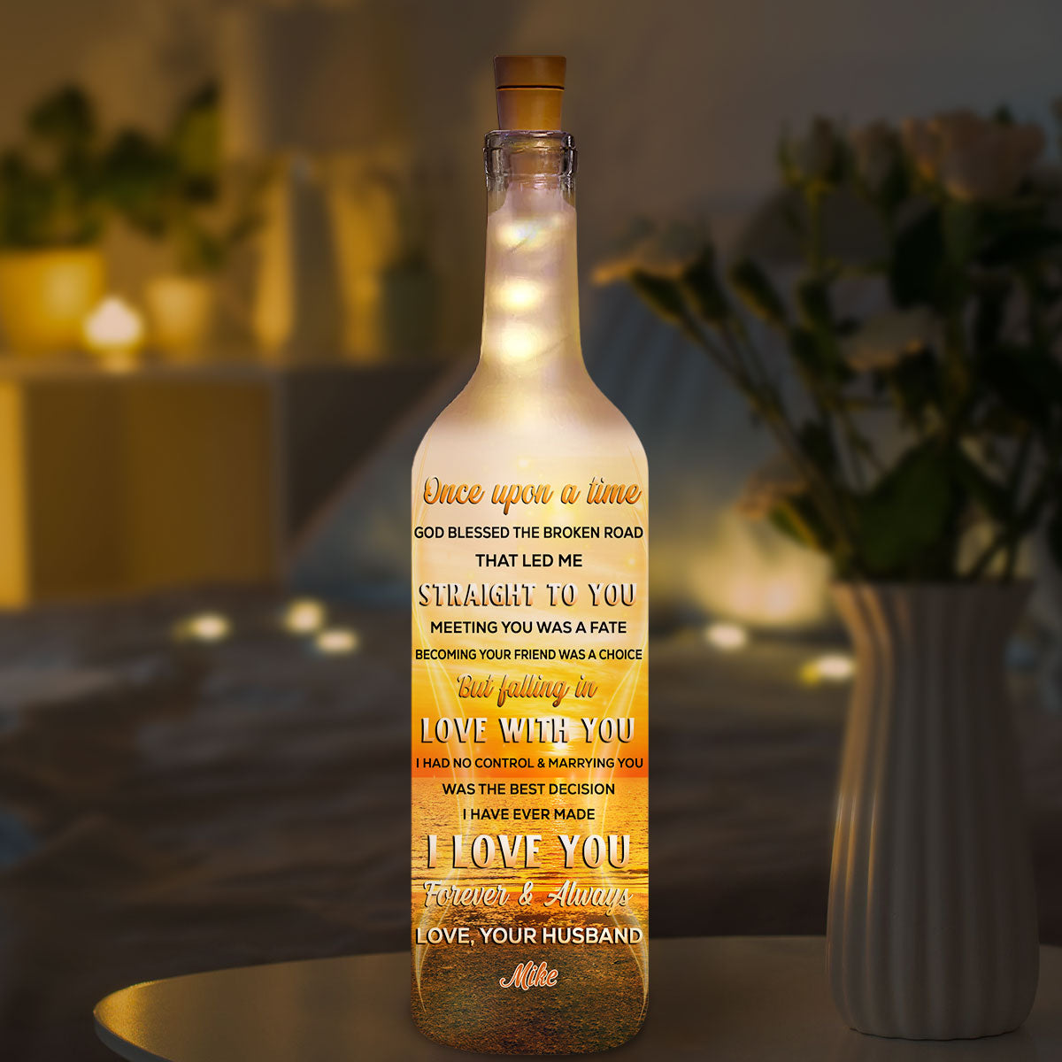 God Blessed The Broken Road - Personalized Custom Bottle Lamp