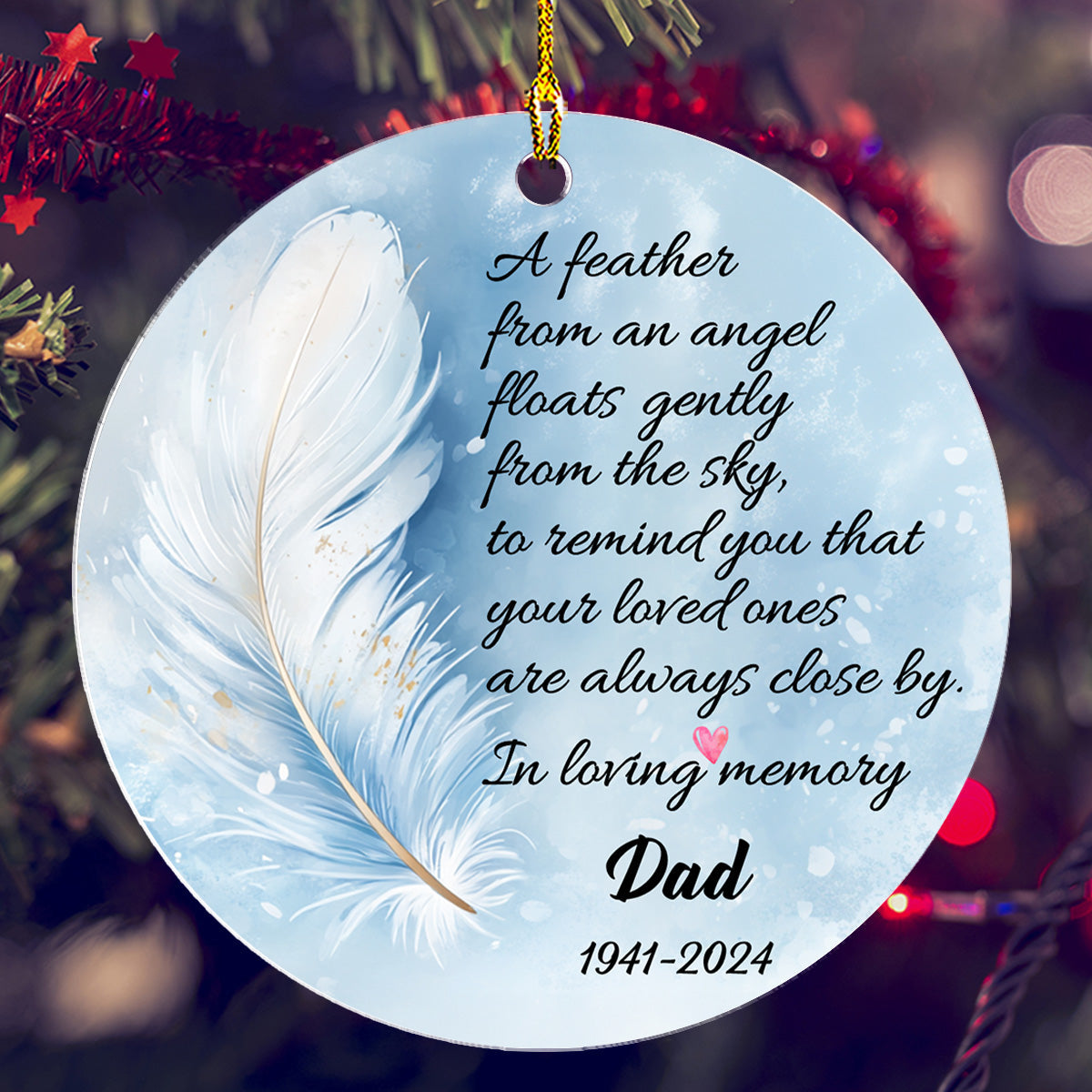 Feather Memorial - Personalized Custom Acrylic Ornament