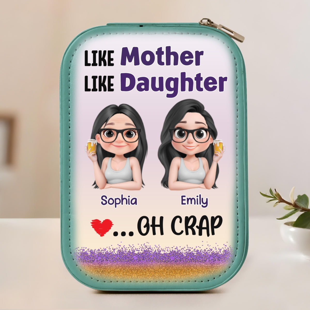 Like Mother Like Daughter - Personalized Custom Jewelry Box With LED Mirror