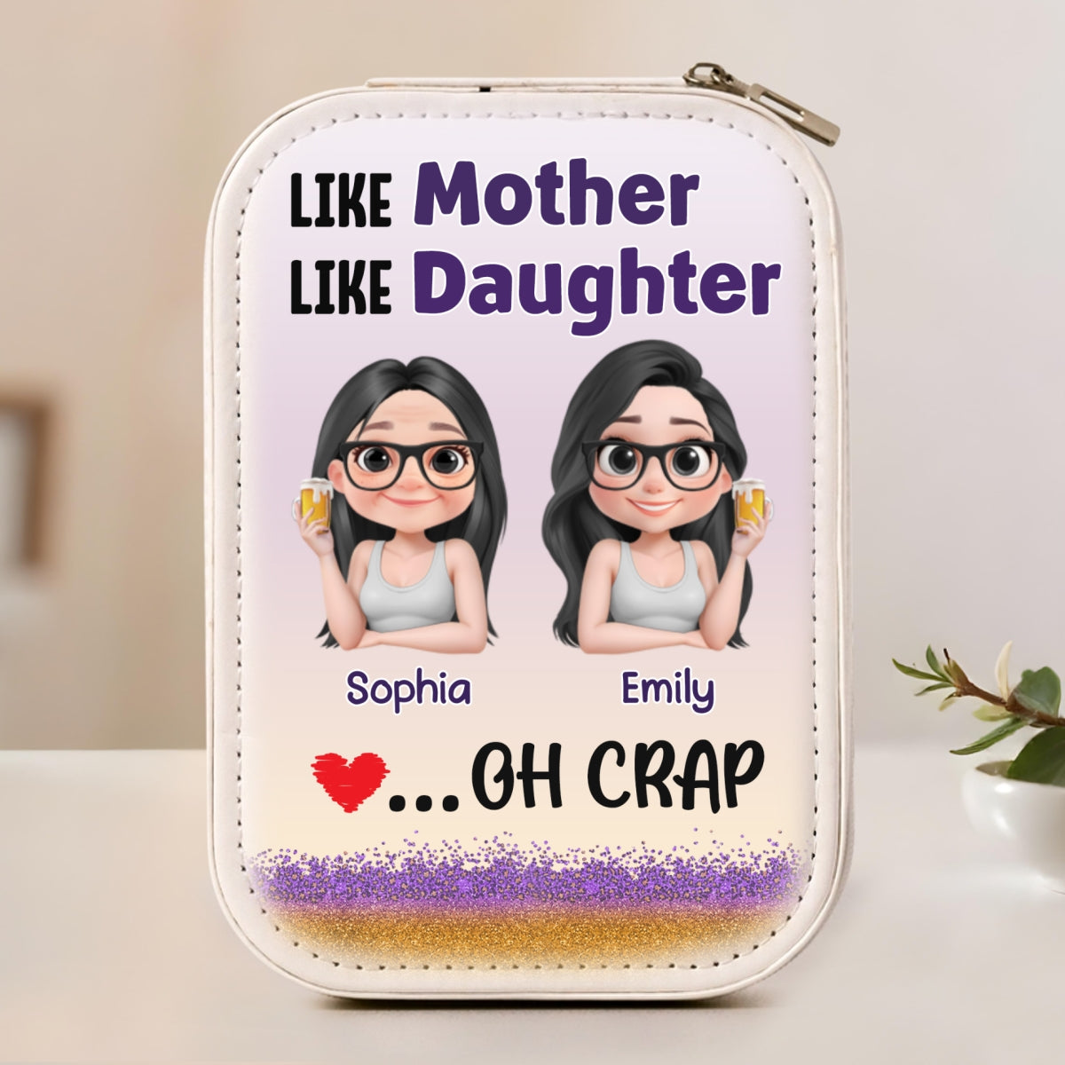 Like Mother Like Daughter - Personalized Custom Jewelry Box With LED Mirror