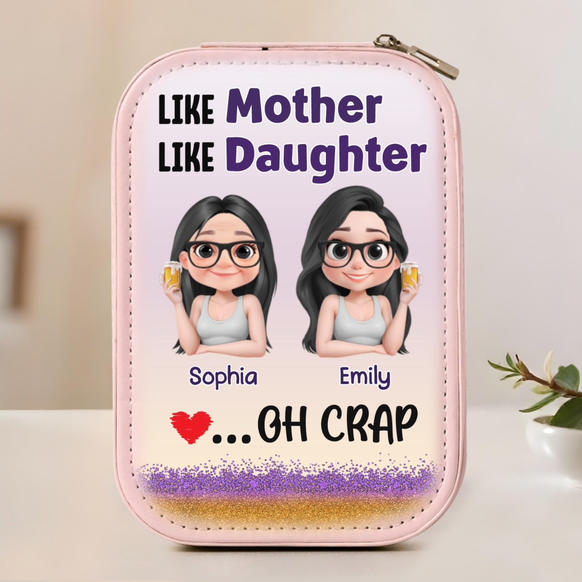 Like Mother Like Daughter - Personalized Custom Jewelry Box With LED Mirror