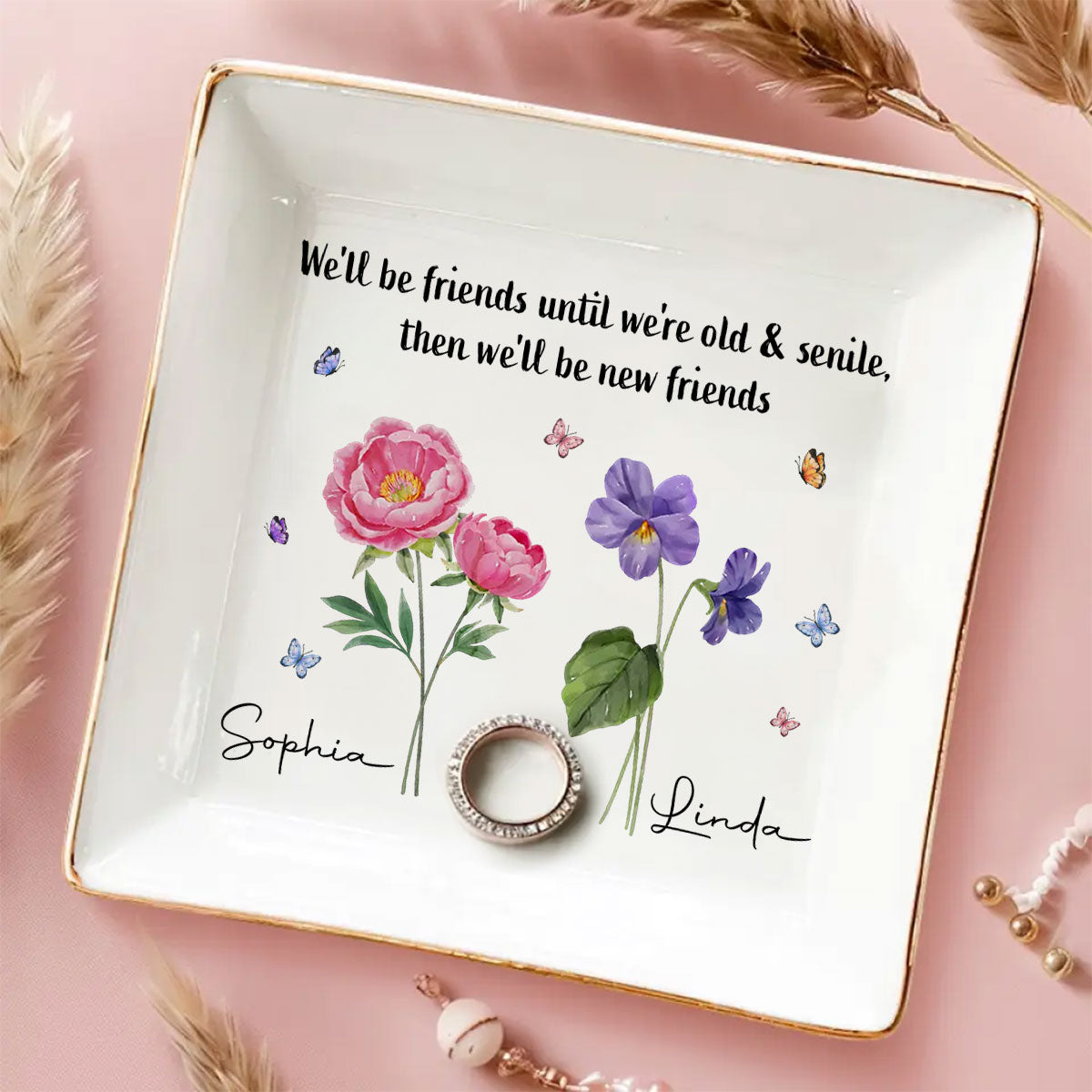 Where Flowers Bloom So Does Hope - Personalized Custom Jewelry Dish