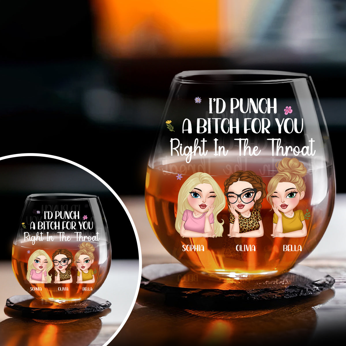Right In The Throat - Personalized Custom Wine Glass