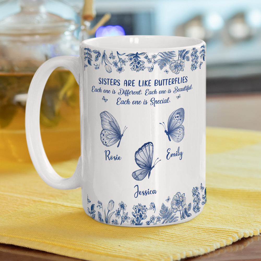 Sisters Make Life More Beautiful - Personalized Custom Coffee Mug