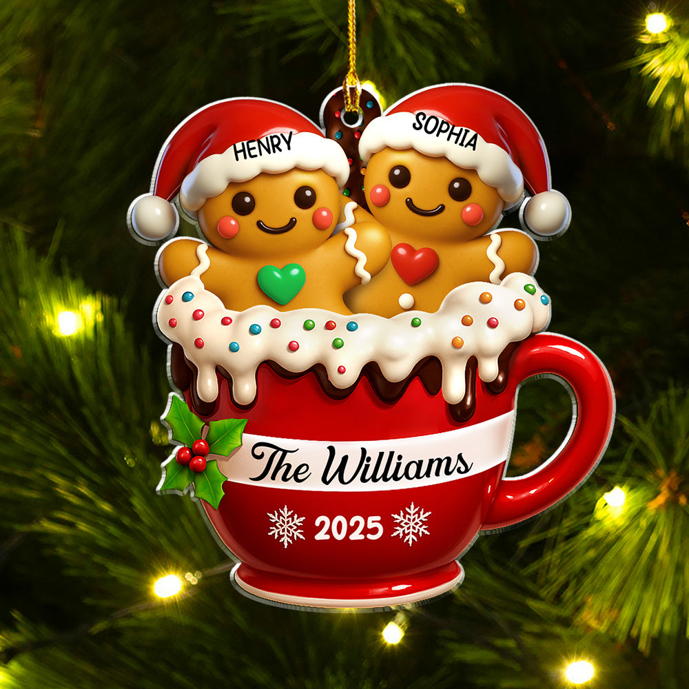 Gingerbread Family 2 - Personalized Custom Acrylic Ornament