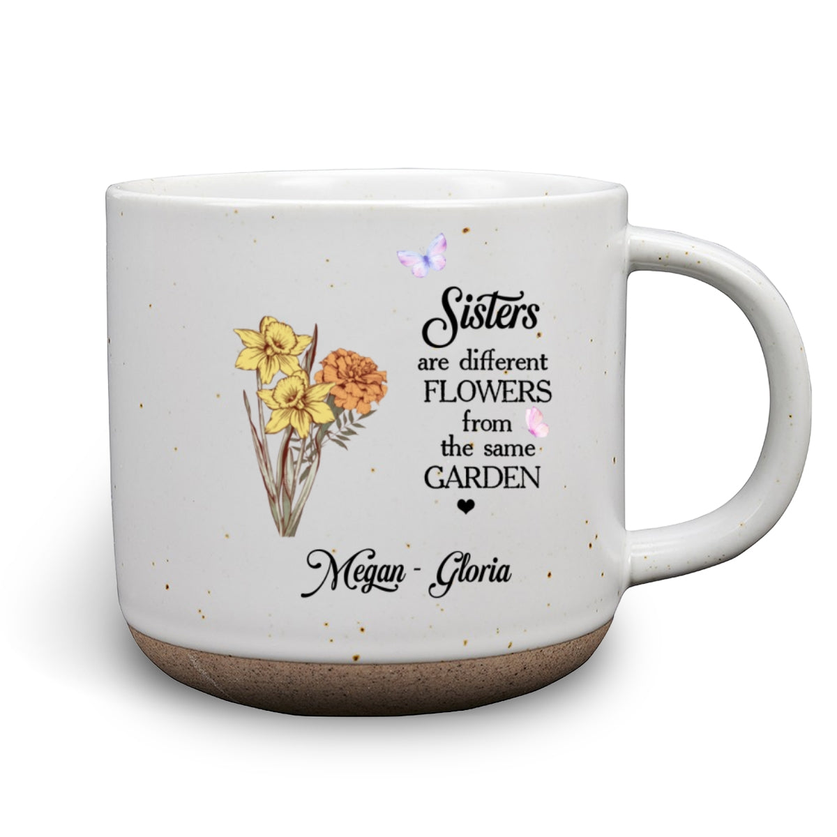 Floral Sisters Forever - Personalized Custom Pottery Mug