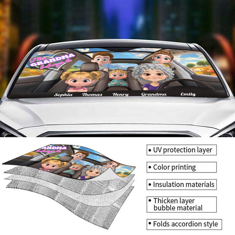 This Grandma Belongs To - Personalized Custom Car Sunshade