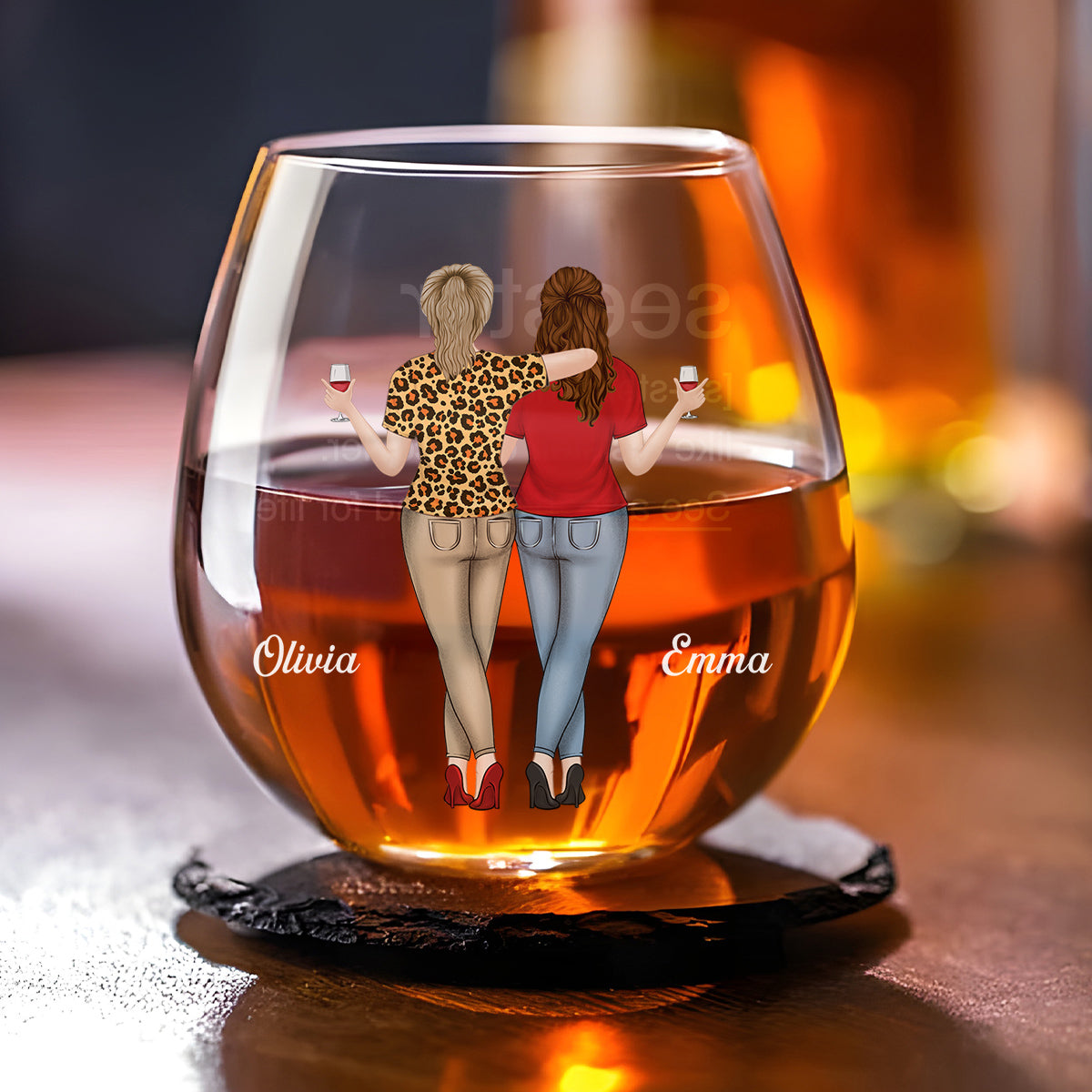 Seester Best Friend For Life - Personalized Custom Wine Glass