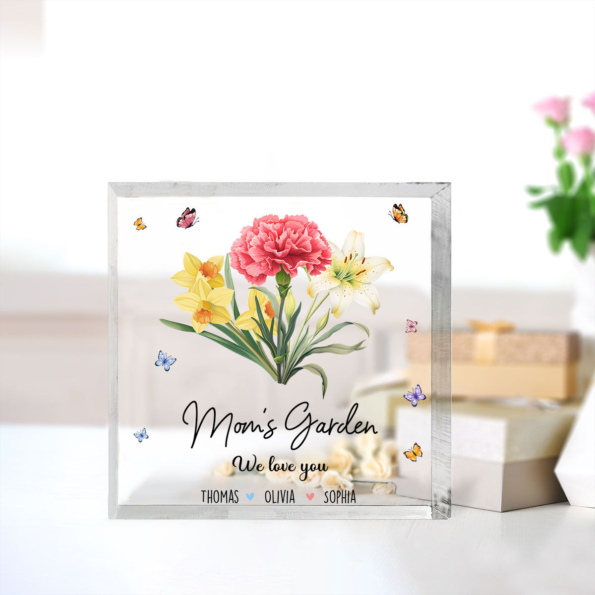 Flower Birth Month Garden - Personalized Custom Acrylic Plaque
