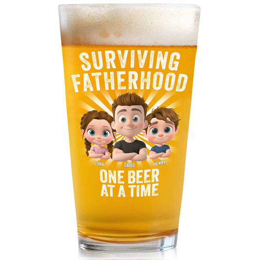 Surviving Fatherhood - Personalized Custom Beer Glass