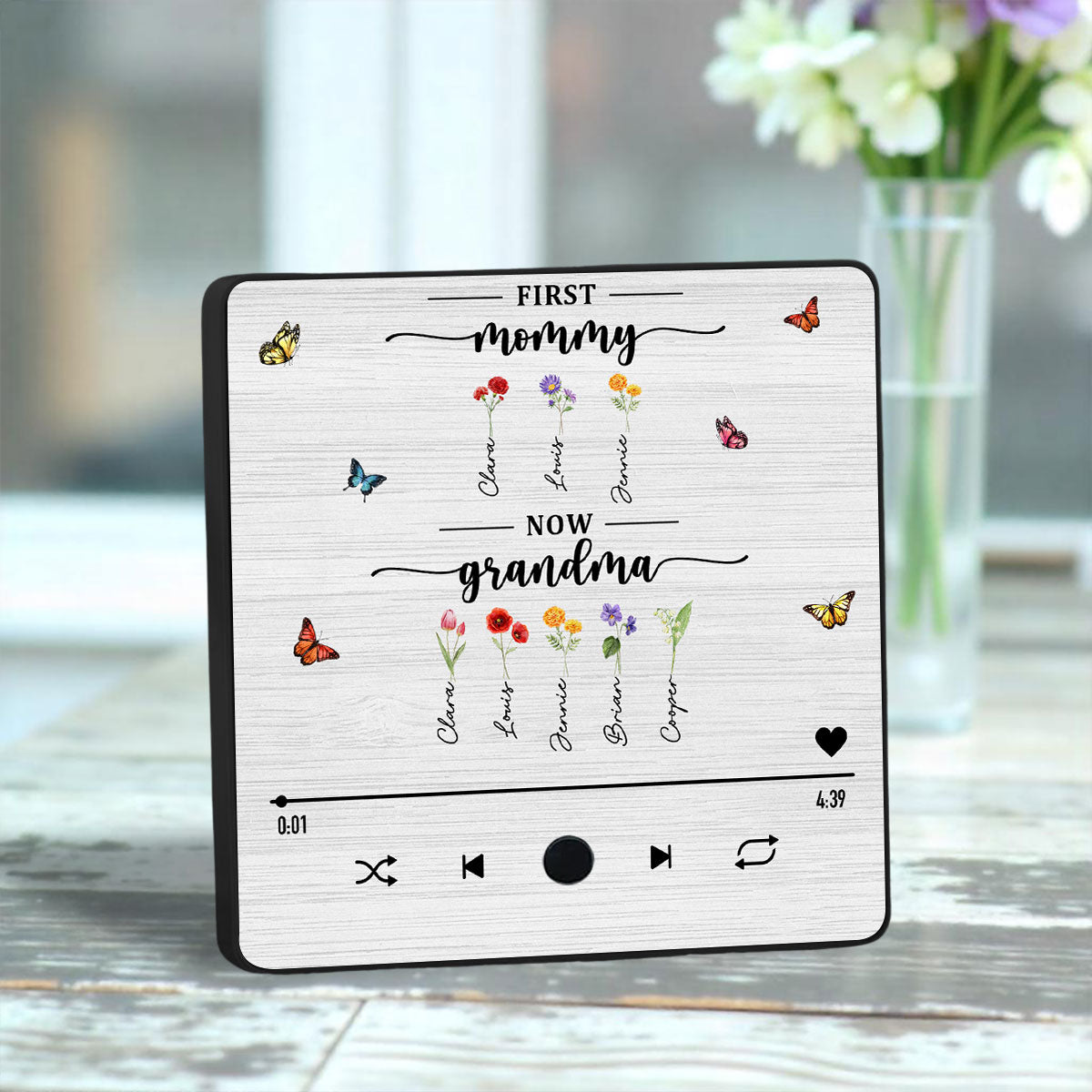 Flower Birth Month Garden Grandma - Personalized Custom Music Fridge Magnet
