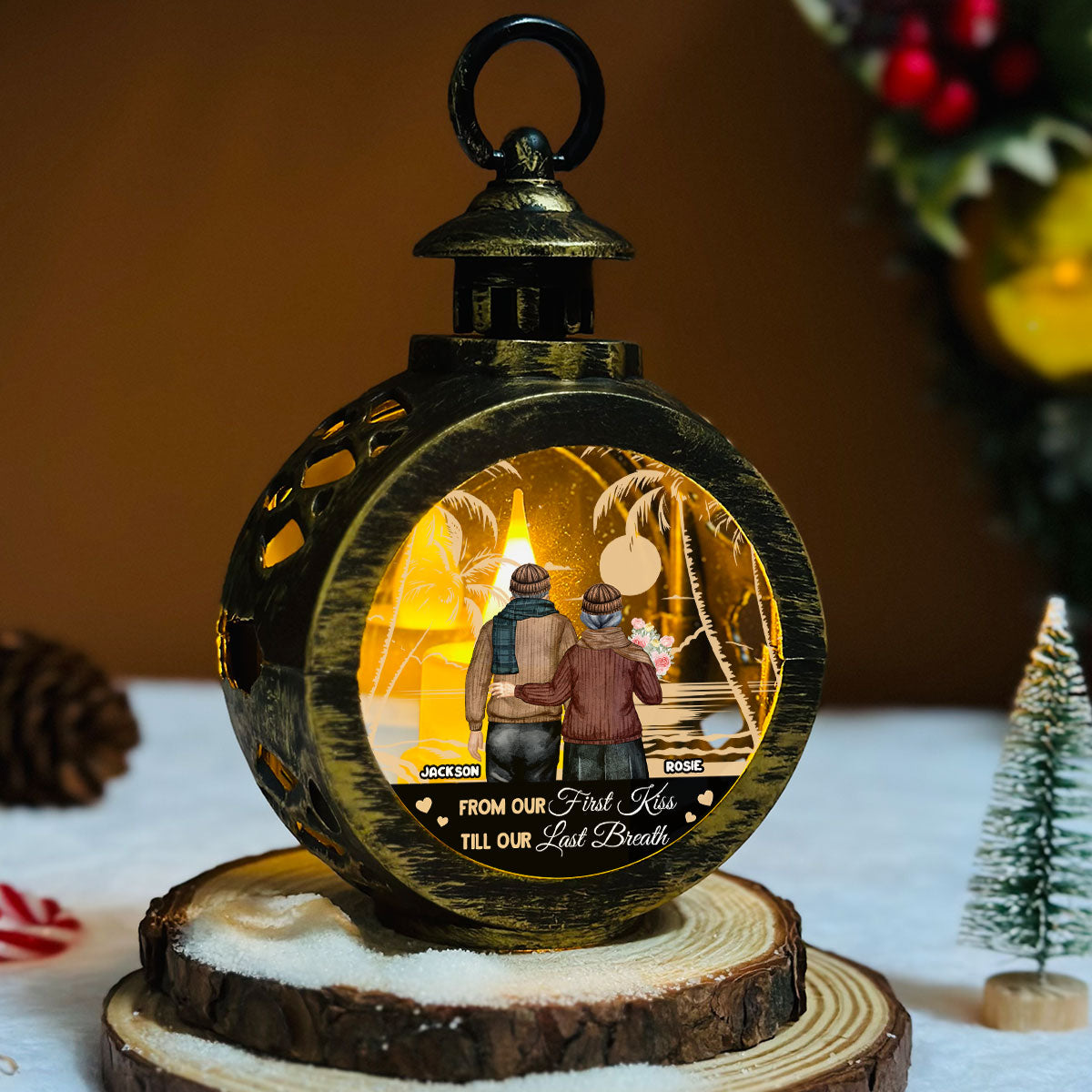 From Our First Kiss Till Our Last Breath - Personalized Custom Christmas Lantern