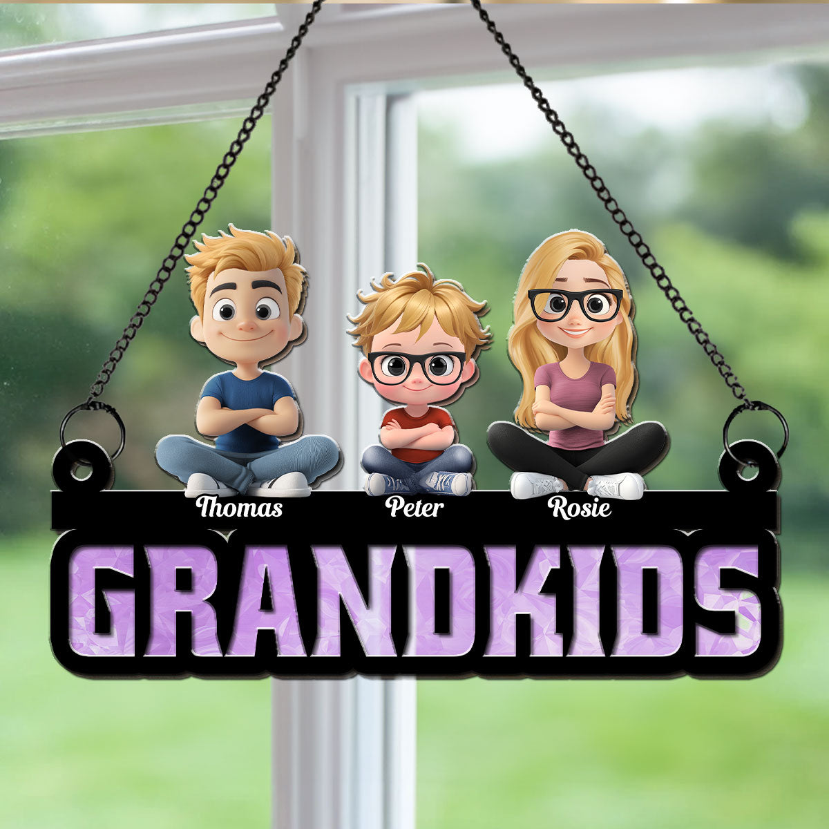 Grandkids Is My Sunshine - Personalized Custom Suncatcher
