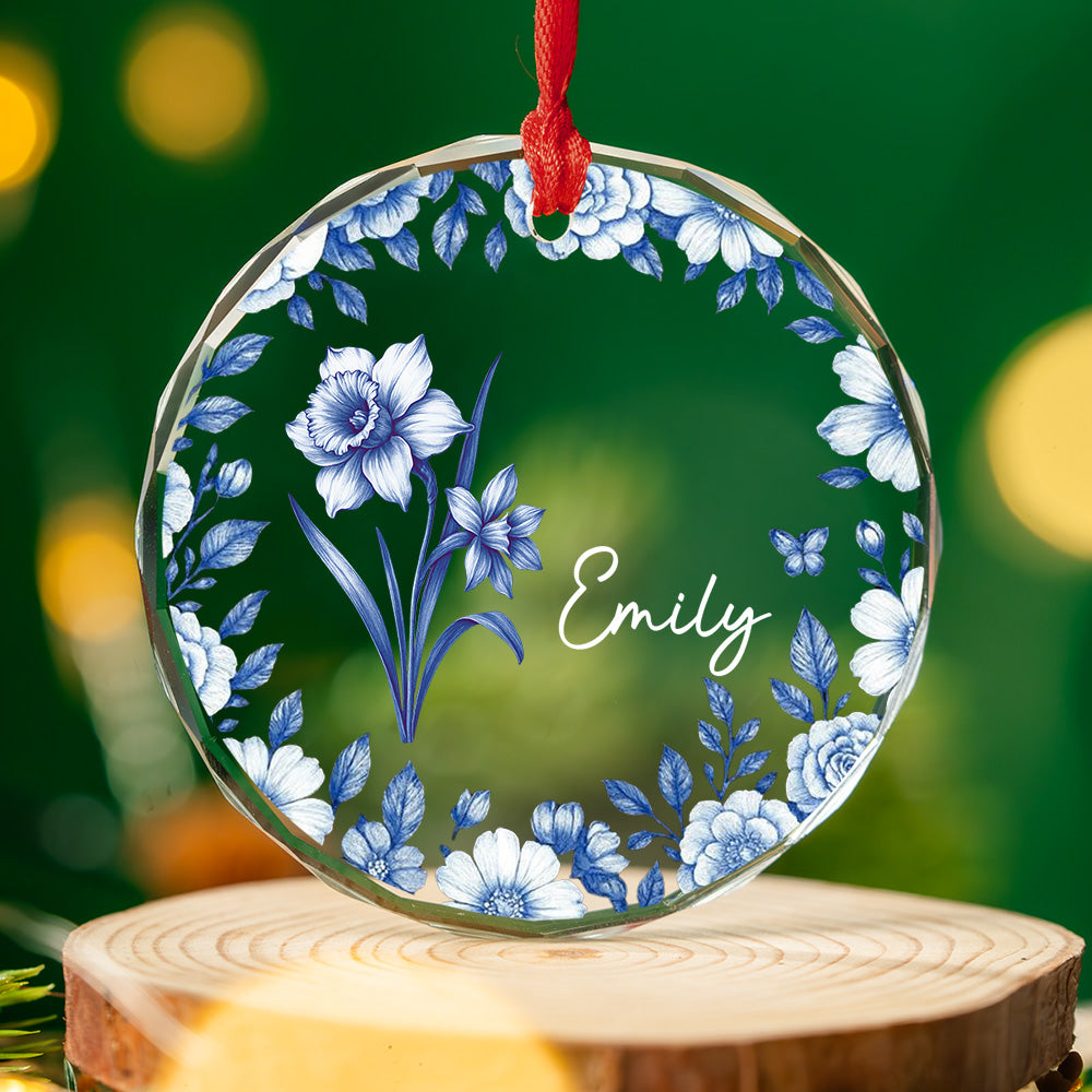 Friends Are Flowers That Never Fade Toile - Personalized Custom Glass Ornament