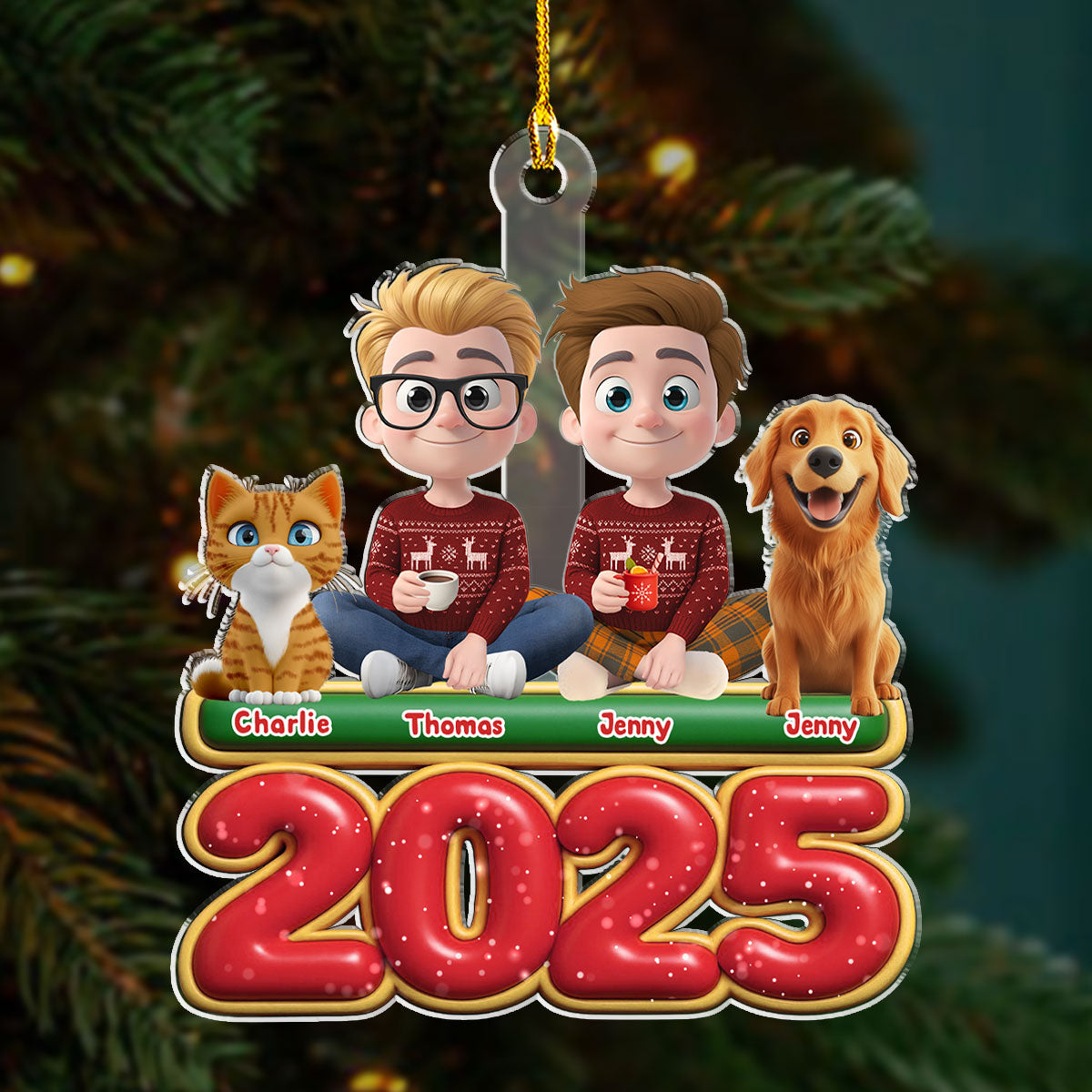 We And Our Pet Version 2 - Personalized Custom Acrylic Ornament