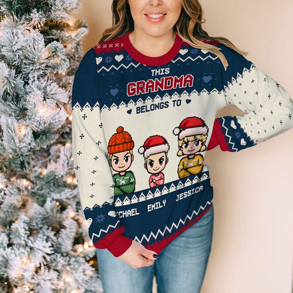 This Grandma Mom Belongs To Pixel - Personalized Custom All-Over-Print Sweatshirt