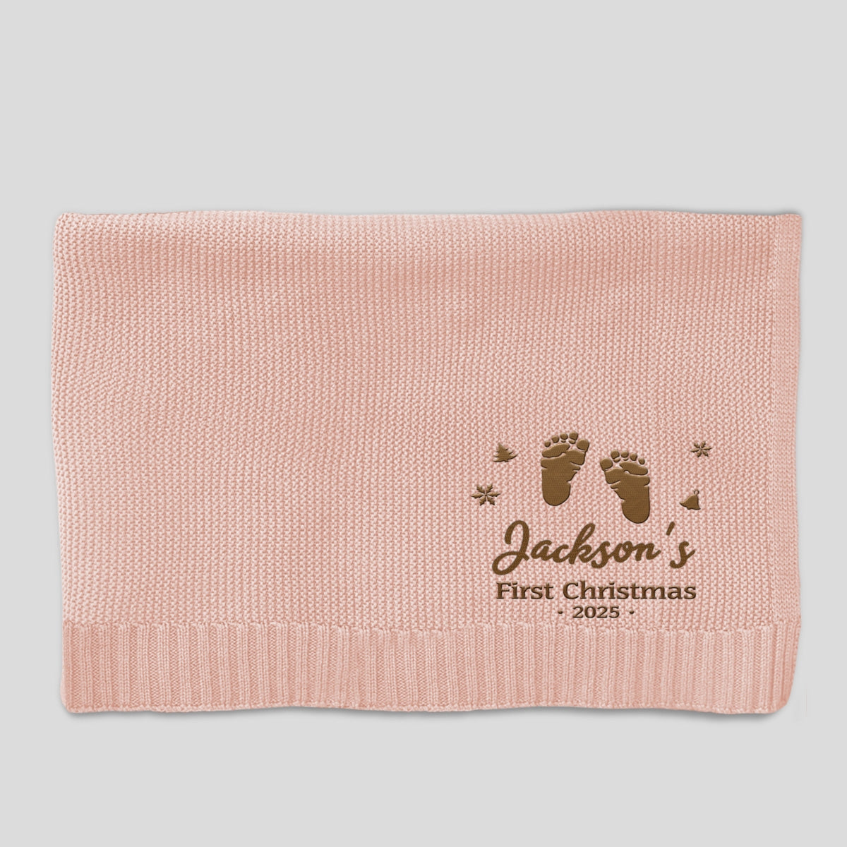 Baby First Christmas - Personalized Custom Embroidered Knitted Baby Blanket
