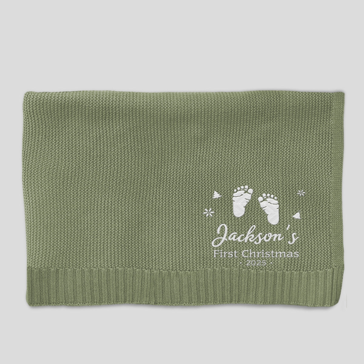 Baby First Christmas - Personalized Custom Embroidered Knitted Baby Blanket